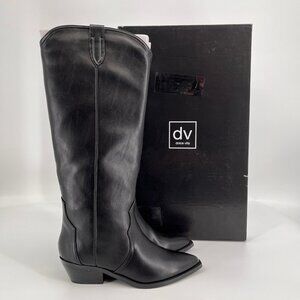 DV Dolce Vita Kit Knit Cowboy Boots Size 8.5 Black Pointed Toe Stacked Heel